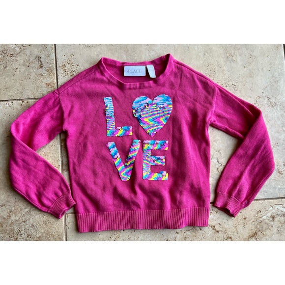 The Children's Place Other - The Children’s Place Sequin LOVE Sweater Size 4